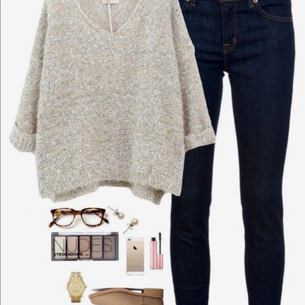 J crew large sweater blue high low